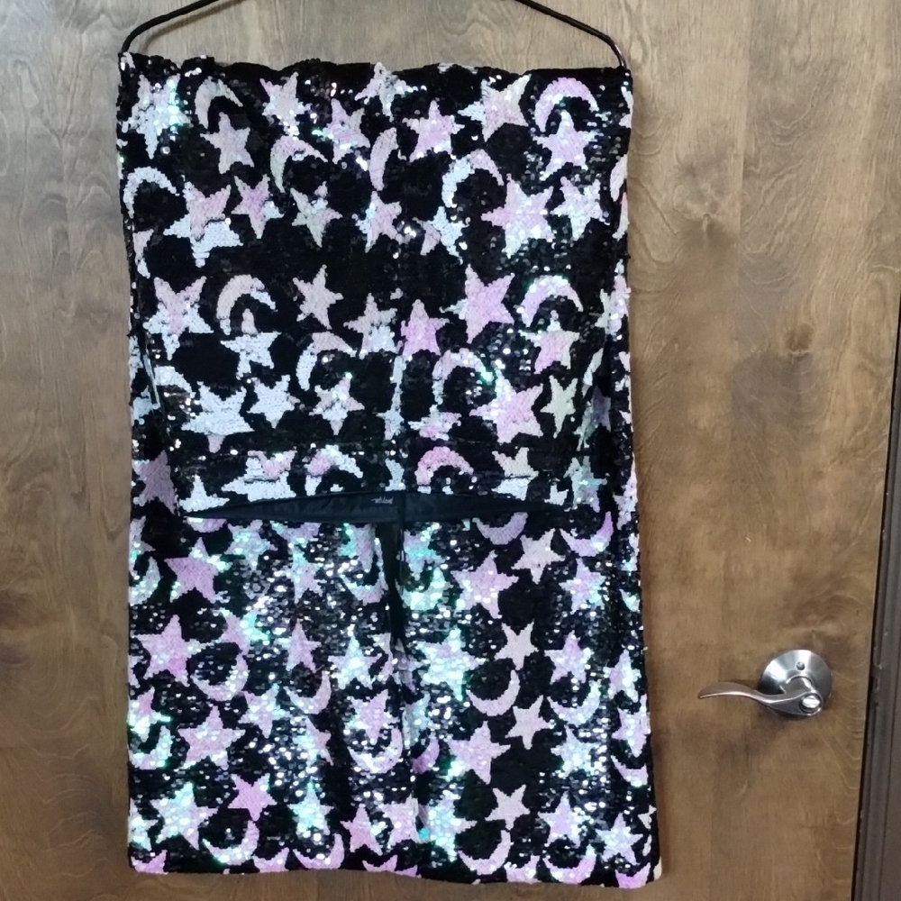 Nasty Gal Sequin Star and Moon Flared Bootcut PANT - Black and Pink